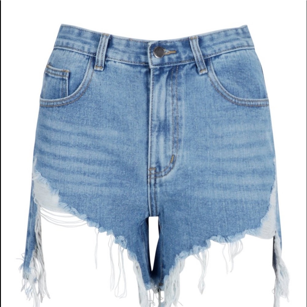 Distressed jean shorts